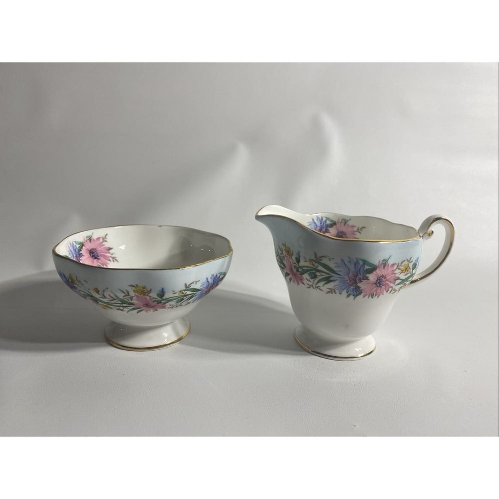 Vintage 1850 EB Foley cornflower cream and sugar bowl set